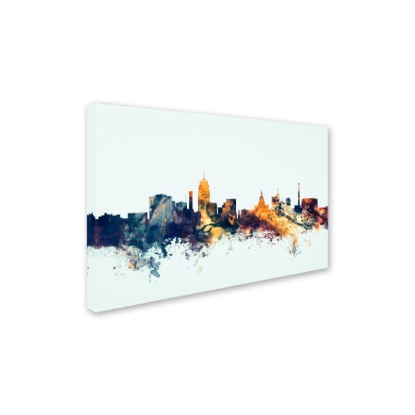 Michael Tompsett 'Lansing Michigan Skyline Blue' Canvas Art,22x32